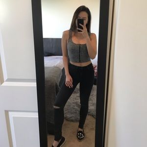 Express Zipper tank top in grey heather